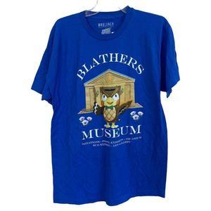 Animal Crossing Blathers Museum Owl Blue Unisex Tshirt Large NWT